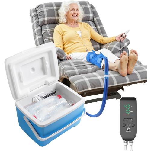Cold Therapy Machine for Knee After Surgery - Ice Machine System with Timer & Temp Control, 12-Hour Ice Retention with 9Qt Fridge-Grade Cooler, Portable Quiet Pump for Home & Bedrest