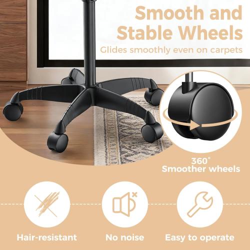 37 Black Salon Tray on Wheels, Adjustable Rolling Cart for Spa