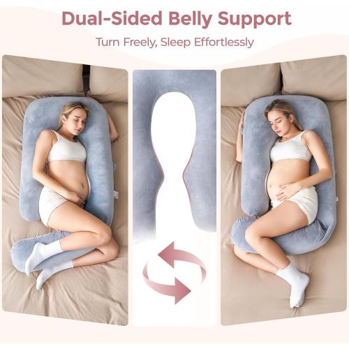 Momcozy Pregnancy Pillow for Sleeping, Dreamlign U Pro Maternity Pillow with Adjustable Leg Pillow, Removable Cover - Support for Back, Hip, Belly, Legs for Pregnant Women, 50-72 Inch Full Body Pillow