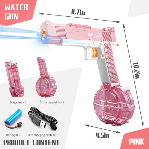 Pink Electric Water Gun with Long Range,Automatic Squirt Gun for Kids and Adults, Long Distance Water Pistol for Pool Beach Outdoor Play
