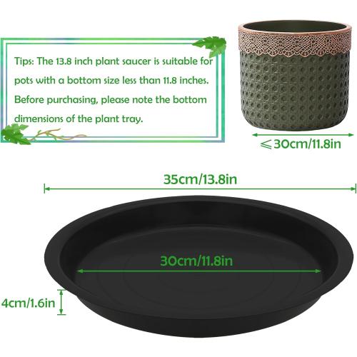 4 Pack 14 Inch Round Plant Saucers for Less 12 Inch Pot Indoors Outdoors Plant Trays for Pots Planter Saucer Plastic Drip Tray Planter Water Tray(Black, 13.8(4pcs))