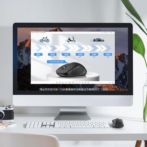 UNTESTED TECKNET Bluetooth Mouse, 2-in-1(BT 5.0/3.0 2.4Ghz) 4000DPI Wireless Mice with USB Connect Available for Laptop Computer, Portable PC Mouse Bluetooth for Mac (USB-A BT Wireless Connect, Black)