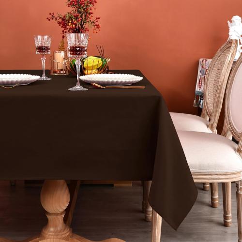 MEANMOY Brown 210 GSM Water & Stain Resistant Rectangle Tablecloth for 3 Foot Table - Solid 52 x 70 Inch Rectangular Table Cloth in Wrinkle Free Washable Polyester Fabric for Wedding, Party, Banquet
