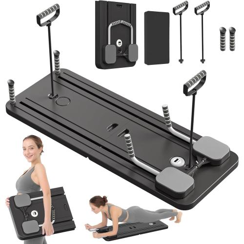 JANUA Pilates Board - 2024 Pilates Reformer Set, Multi-Purpose Foldable Pilates Reformer Board for Home, 5 in 1 Pilates Sliding Board (Black)