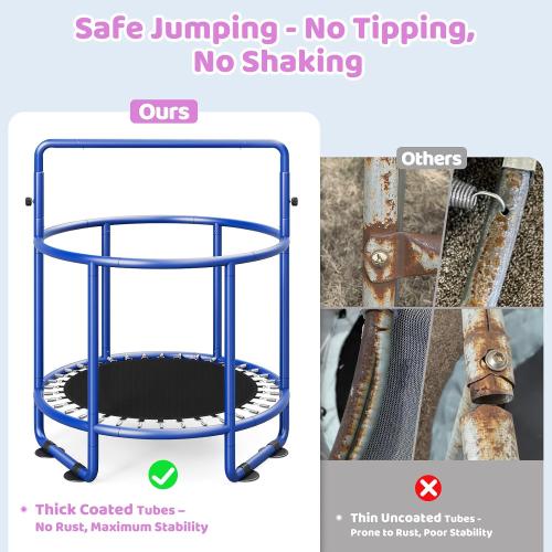 Yohood 55 Trampoline for Kids with Enclosure, 6-in-1 Toddler Trampoline Indoor Outdoor, Upgrade Full Anti-Rust Tube with Adjustable Gymnastics Bars for Boys Girls