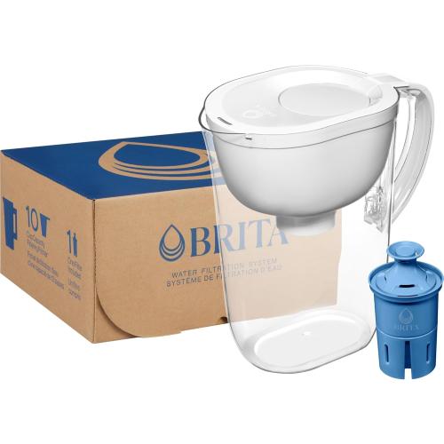 Brita Large 10-Cup Elite Water Filter Pitcher, WQA NSF/ANSI Certified, Reduces 99% of Lead, Microplastics, & 30 Contaminants, BPA-Free, Removes Chlorine Taste & Odor, 1 Elite Filter, White