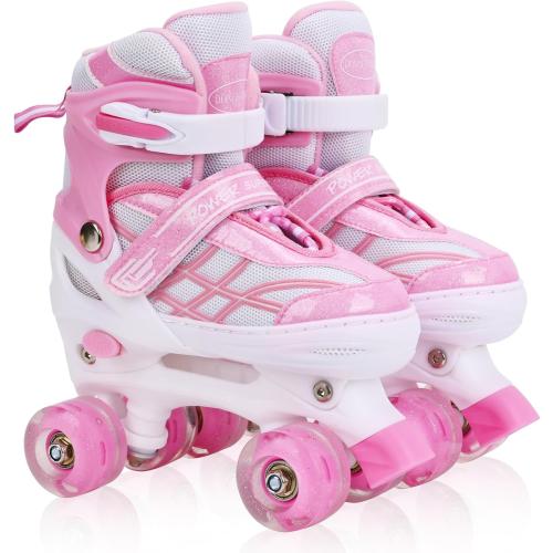 4Size Adjustable Roller Skates for Kids Girls Boys Beginners  Roller Skates with All Light up Wheels for Outdoor Indoor Sports