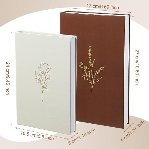 Set of 2 Aesthetic Decorative Books Boxes, Faux Books Stacked for Decoration for Coffee Tables Modern Home Bookshelves Decor, Fake Fashion Photo Storage Boxes(Beige Terracotta)