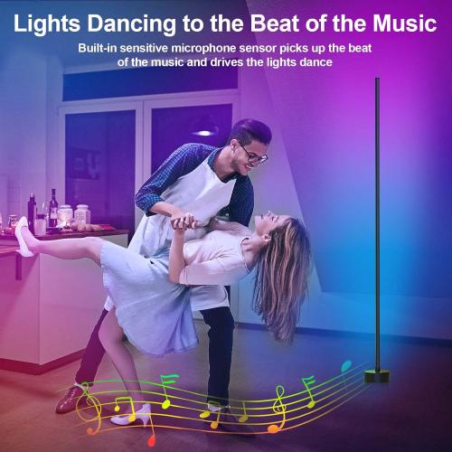 Miortior Corner Floor Lamp - Smart RGB LED Corner Lamp with App and Remote Control, 16 Million Colors & 68  Scene, Music Sync, Timer Setting - Ideal for Living Rooms, Bedrooms, and Gaming Rooms