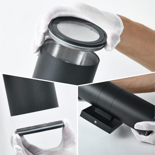 Outdoor Wall Lights 4Pack, Integrated LED Cylinder Up Down Lights, 12W 2700K Aluminum Exterior Wall Light, Outdoor Light Fixture for Porch Patio Door.(Matte Black)