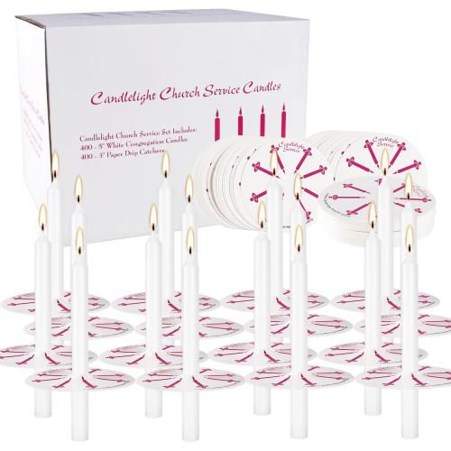 400Packs White Taper Candles.