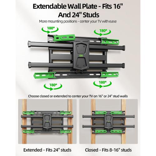 USX MOUNT UL Listed TV Wall Mount for 42-84 TVs up to 110lbs and 8-24 Wood Studs, TV Mount with Tilt, Swivel & Extension, Wall Mounts Bracket with Dual Articulating Arms, Max VESA 600x400mm