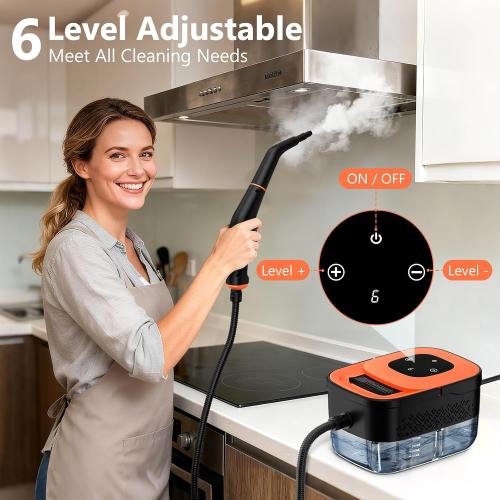 Steam Cleaner, Portable Steamer for Cleaning with 16pcs Accessories, 6-Level Adjustable and 15s Heat-Up, Handheld Steam Cleaner for Home, Tile, Dirt, Grout, Grease, Car Detailing