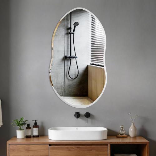 Asymmetrical Mirror, 38x22inch Special-Shaped Beveled Edge Frameless Bathroom Mirror,Irregular wall Mirror, Suitable for Living Room, Bedroom/wall/Bathroom/Makeup Area/Cloakroom。