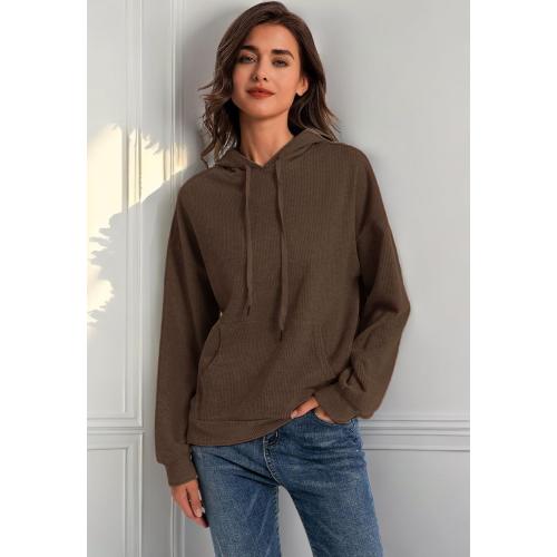 PINKMSTYLE Womens Fashion Hoodies Pullover With Pockets Long Sleeve Regular Fit Fall Hooded Sweatershirt Cute Winter Outfits Coffee X-Large