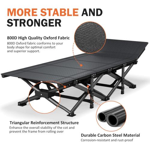 ATORPOK Camping Cot for Adults with Cushion Comfortable, Portable Folding Bed for Sleeping Supports 450 lbs (Gray)