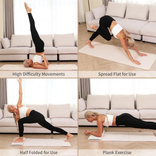 PAIDU Foldable Yoga Mat 10mm Thick, 75x26 Non-Slip Fitness Exercise Mat | SGS Certified| uick Fold，Easy Storag，Portable for Yoga/Pilates/Studio/Home Workout
