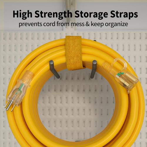 POWGRN 50 ft 12/3 Outdoor Extension Cord Waterproof Heavy Duty with Lighted Indicator End 12 Gauge 3 Prong, Flexible Cold-Resistant Long Power Cord Outside, 15Amp 1875W SJTW Yellow ETL Listed