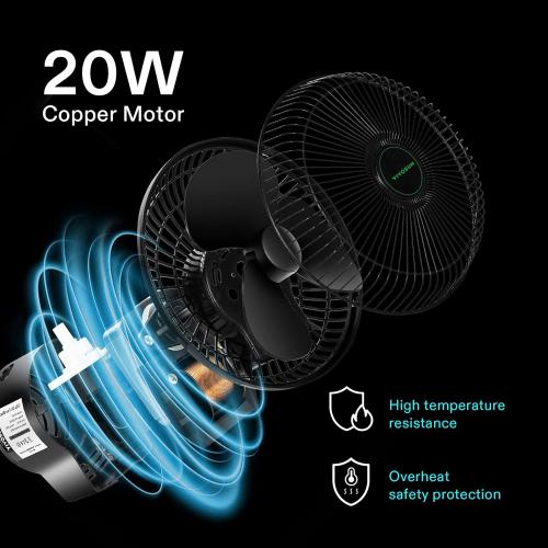 Size 6 Color Black VIVOSUN AeroWave A6 6-Inch Clip-on Fan, Patented Portable Indoor Fan with Clip, 2-Speed Adjustment, Cord, Strong Airflow but Low Noise, and Fully-Adjustable Tilt for Grow Tent, Black, 1-Pack