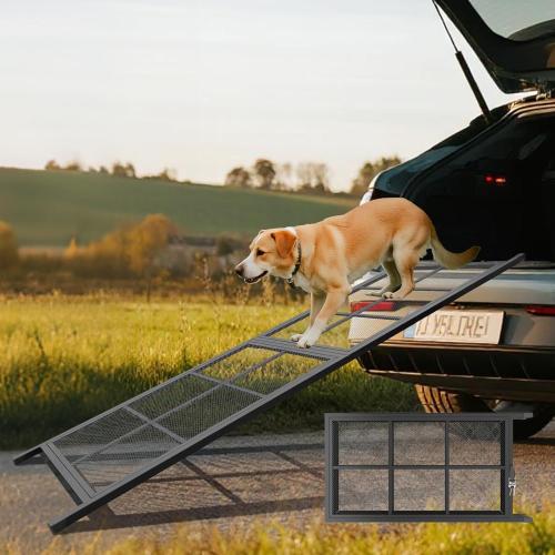 Dog Ramp for Car, 74 X 20 Dog Car Ramp for Large Dogs SUV Truck, Outdoor Folding Portable Large Pets (Up to 250LBS) Car Steps for Truck SUV Van Stairs with Non-Slip Surface, 250lb Capacity
