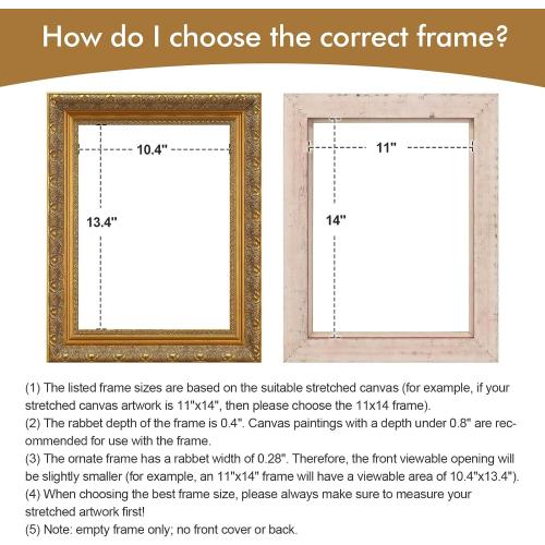 Vintage Gold Frame for 12x12 Canvas Paintings, 2.4” Wide Finished Wood Ornate Frame for Oil Painting Art Prints Landscape Family Portrait, Victorian Antique Gallery Wall Decor(No Glass & Back)