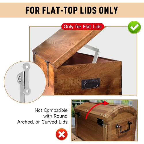 2 Pack | Toys Box Hinges Soft Close - HBL’ Lid Support Chest Hinges for Wooden Toy Box, Cedar, Storage Trunk & Benches, Made of Zinc Alloy, Safety & Heavy Duty.