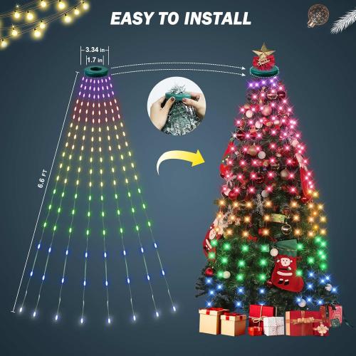 ASTRAEA Christmas Tree Lights, Christmas Lights Indoor Outdoor 200 LED 6.6FT x 10 String Lights with DIY scenarios 24 Modes Remote Control Multicolor Timing Function for Christmas Tree Decorations