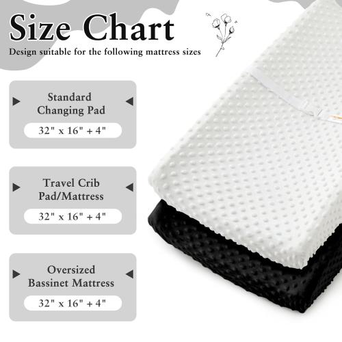 Homiest 2 Pack Changing Pad Cover, White   Black Changing Table Sheets, Ultra Soft Fleece Minky Dot Fabric, Breathable Comfortable Diaper Pad Cover for Girls and Boys, Machine Washable
