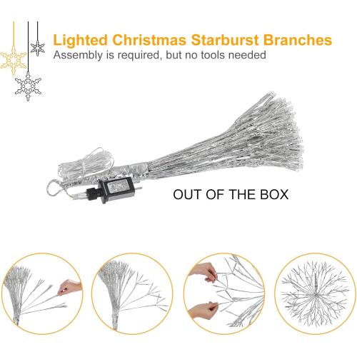 Christmas led Sparkle Ball Hanging Outdoor décorations -Haning Twig Ball,Snowflake Ornament Lights Indoor Outdoor Festive Holiday Décor 24Inch (Cool White)