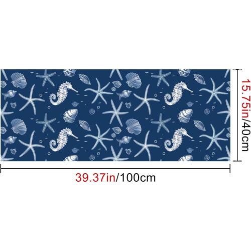 Ocean Sea Life Wallpaper Peel and Stick Vinyl Self-Adhesive Removable Contact Paper Starfish, Seahorse, and Shell Design for Walls Countertops Cabinets Home Decor 15.7x39.4
