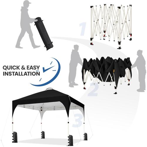 Yaheetech Pop Up Canopy Tent with Vent, Easy Set Up Tent, Instant Sun Shelter Canopy with Wheeled Bag, 4 Sandbags, 12 Stakes & 4 Ropes, for Parties, Beach, Outdoor, Black