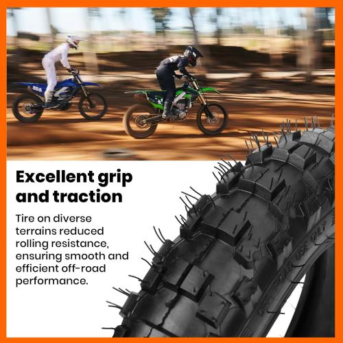 2.5-10 Off-Road Tire and Inner Tube Set - Dirt Bike Tire with 10-Inch Rim and 2.5/2.75-10 Dirt Bike Inner Tube Replacement Compatible with Honda CRF50/XR50, Suzuki DRZ70/JR50, and Yamaha PW50