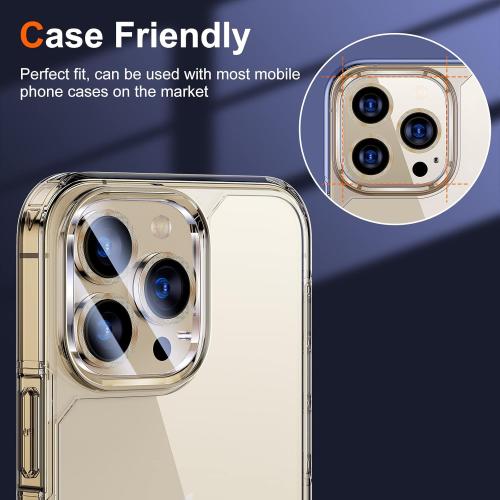 UniqueMe [ 3 Pack] Compatible with iPhone 12 Pro Max 6.7 Camera Lens Protector Tempered Glass,[Case Friendly][New version][Scratch-Resistant][Easy Installation] -Golden