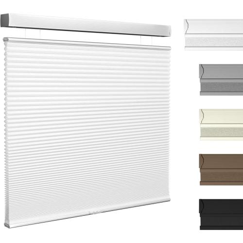CREAM AND WHITE Boolegon Top Down and Bottom Up Light Filtering Cellular Shades Cordless Honeycomb Blinds for Windows Custom Size, White, Any Size