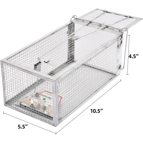 Kensizer Humane Rat Trap, Chipmunk Rodent Trap That Work for Indoor and Outdoor Small Animal - Mouse Voles Hamsters Live Cage Catch and Release 1-Pack Small 10.5 L x 5.5 W x 4.5 H