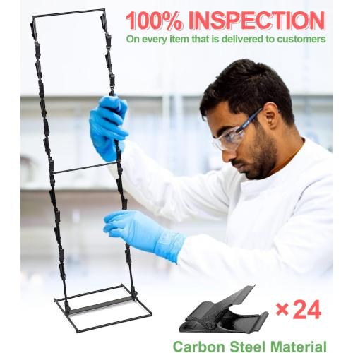 Chip Rack Display Stand, Potato Chip Display Rack with 24 Clips, 2 Row Chip Bag Holder for for Party Display, Snack Retail Display Rack Chip Stand Display for Countertop Store, Black