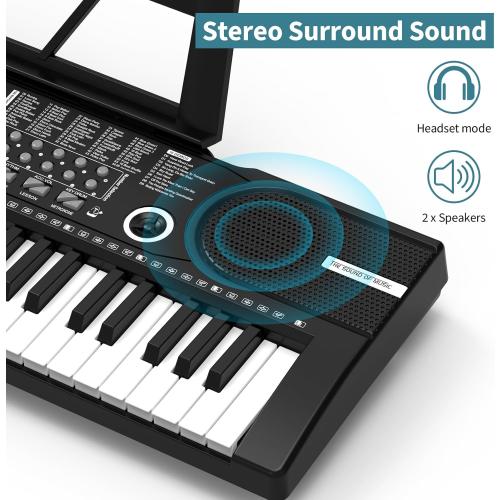 61 keys keyboard piano, Electronic Digital Piano with Built-In Speaker Microphone, Sheet Stand and Power Supply, Portable piano Keyboard Gift Teaching for Beginners