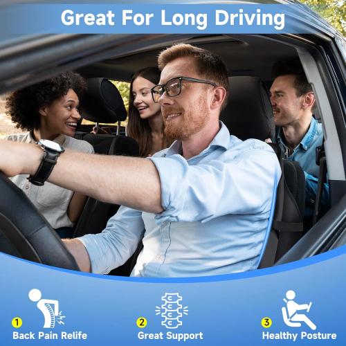 Lumbar Support Pillow for Car Truck Accessories Gifts for Mom Dad Memory Foam Back Support for Driving Seat Lower Back Cushion, Lumbar Comfort for Long Drivers Back Pain Relief, with Adjustable Straps
