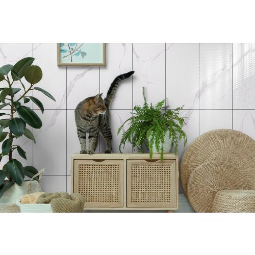 10-Pack Peel and Stick White Marble Wall Panels (11.8 x 23.6) – 19.4 Sq. Ft. Waterproof PVC Tiles for Kitchen, Bathroom, Living Room & Accent Walls – Heat-Resistant Self-Adhesive Backsplash Tiles