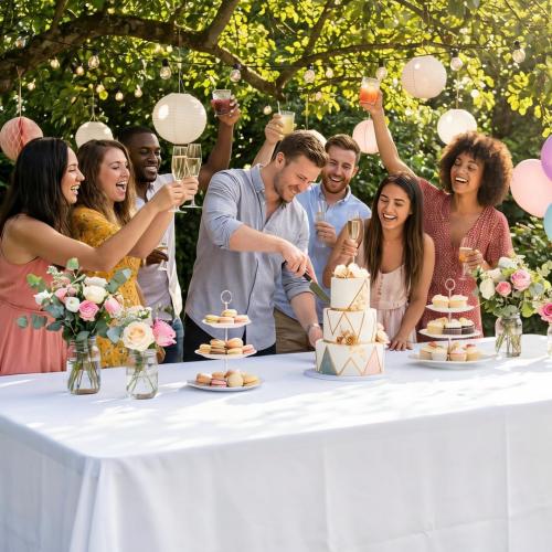Pack of White Table Cloths Rectangular Tablecloths for 6 Foot Rectangle Tables, Wrinkle Resistant White Tablecloth Washable Polyester Fabric Table Covers for Party Wedding Banquet