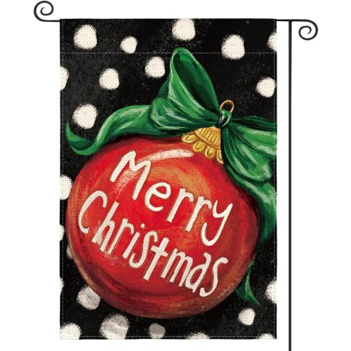 AVOIN colorlife Polka Dot Believe Christmas Garden Flag 12x18 Inch Double Sided, Ornament Baubles Winter Farmhouse Yard Outdoor Decorative Flag