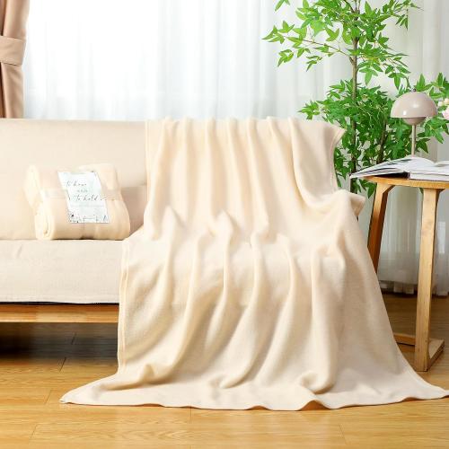 Buryeah 48 Pack Oeko-Tex Certified Wedding Flannel Throw Blanket Bulk 50 x 60 Inch Soft Fleece Lap Blanket with Thank You Cards Ribbon for Guests Sleepover Spa Slumber Gifts (Beige)