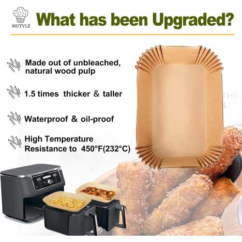 Air Fryer Liners for bella 4Qt Slim Air Fryer, Bella Air Fryer Accessories, Parchment Paper Liners Disposable Rectangular for Ninja Foodi 2-Basket, Instant Pot Vortex Plus, PowerXL Vortex(100Pcs)