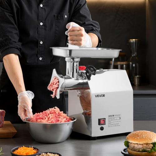 VEVOR Commercial Electric Meat Grinder, 7 lbs/min Capacity, #12 Industrial Meat Mincer with 2 Stainless Steel Blades, 2 Grinding Plates, 850W Heavy-Duty Sausage Maker Stuffer, for Kitchen, Restaurant