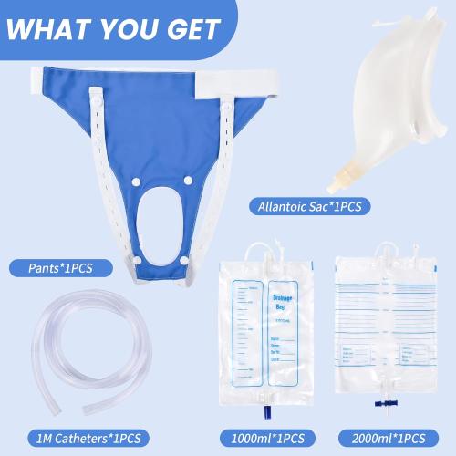 Urine Collection Bag, Reusable Condom Catheters with 2 Urine Catheter Bag, Portable & Comfortable Wearable Urinary Drainage (Elderly Men)