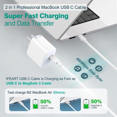 IFEART USB C to USB C Cable for MacBook Air MacBook Pro Charger, iPad Pro 13 12.9 11 inch, iPad Air 5 4, Mini 6, iPhone 17 16 15 Pro Max, Pixel, USBC Type C Fast Charging Cord 6.6FT