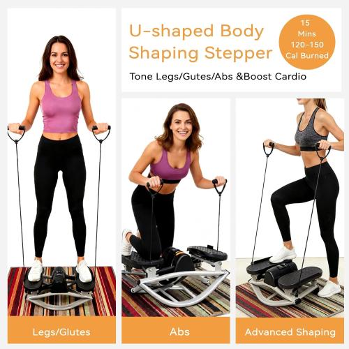 Rock Stepper with Resistance Bands - Ultra-Quiet Hydraulic Lateral Stepper, Fully Assembled Side to Side Step Rocker for Home Office, 250LBS Capacity