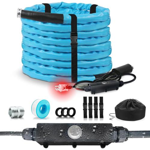 Cupohus Heated RV Water Hose 100FT x 5/8ID - Freeze Proof to -45℉, Self-Regulating, Safe for Drinking Water - Prevents Frozen & Burst Pipes for Winter Camping, Easy Setup, 110-120V