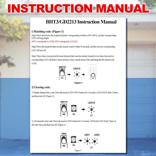 Kingdder 2 Pcs Garage Door Remote Compatible with Guardian 2211 L, Black