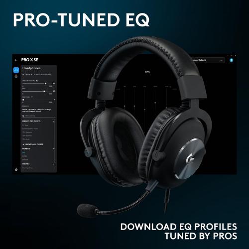 Logitech G Pro X SE Wired Gaming Headset with Microphone: Detachable Mic, DTS Headphone:X 7.1, Memory Foam Ear Pads, 50 mm Drivers, USB DAC Incl. - Black